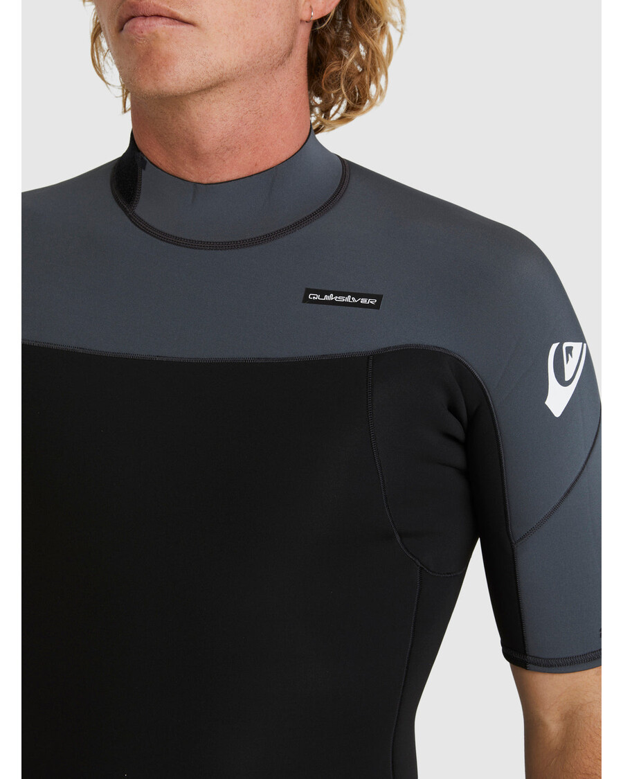Quik Silver 2/2mm Everyday Sessions Short Sleeve Back Zip Springsuit - Black/Gun Metal