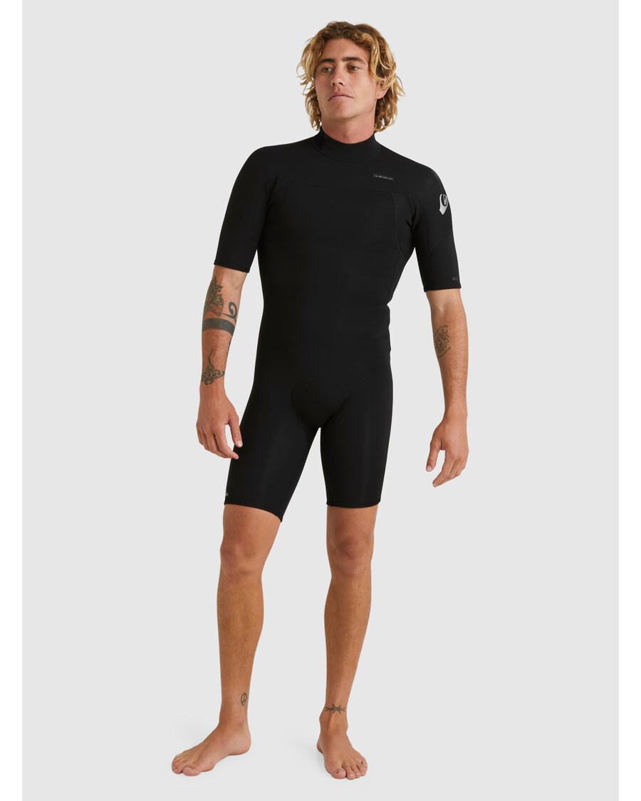 Quik Gümüş 2/2mm Gündelik Seanslar Kısa Kollu Arkadan Fermuarlı Yaylı Takım - Siyah