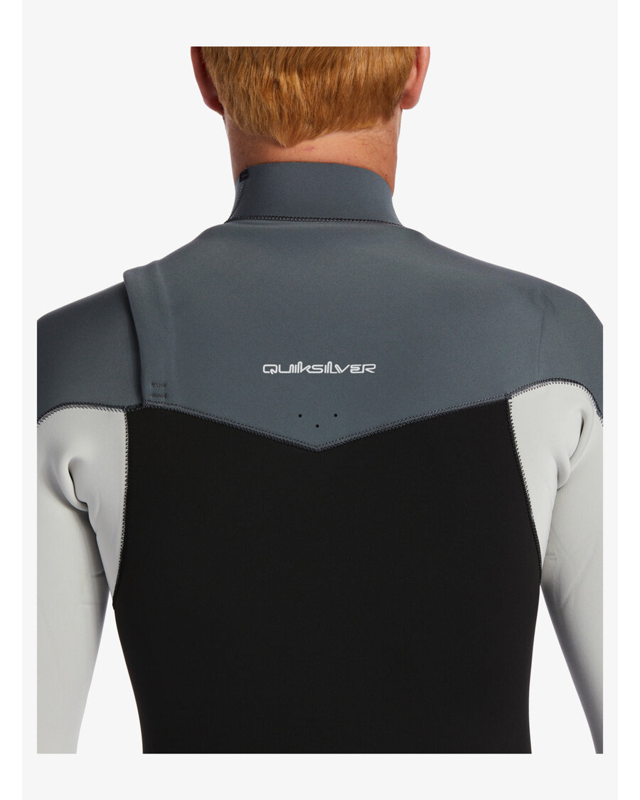 クイックシルバー 3/2mm エブリデイ セッション チェスト ジップ ウェットスーツ - ブラック/アッシュ