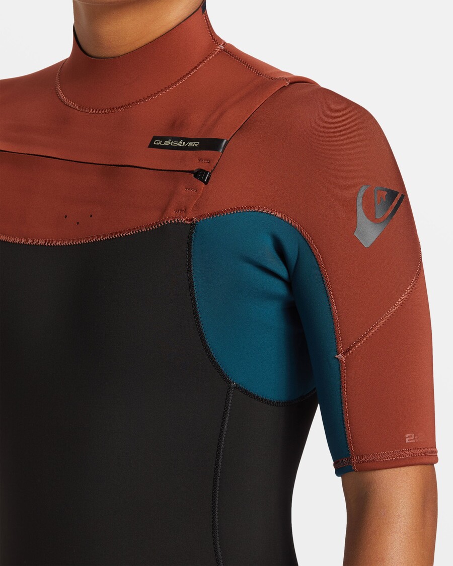 Quicksilver 2/2mm Pro Každodenní Sezení Jarní Oblek S Krátkým Rukávem - Pálená Henna